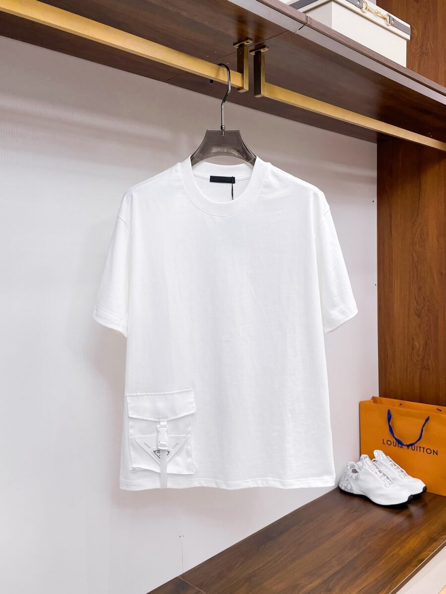 Prada ~ Official counter synchronous update ~ The NEW high-style short-sleeved T-shirt 🔥🔥 Heavy launch thickened 300g high density/小玲 - Image 4
