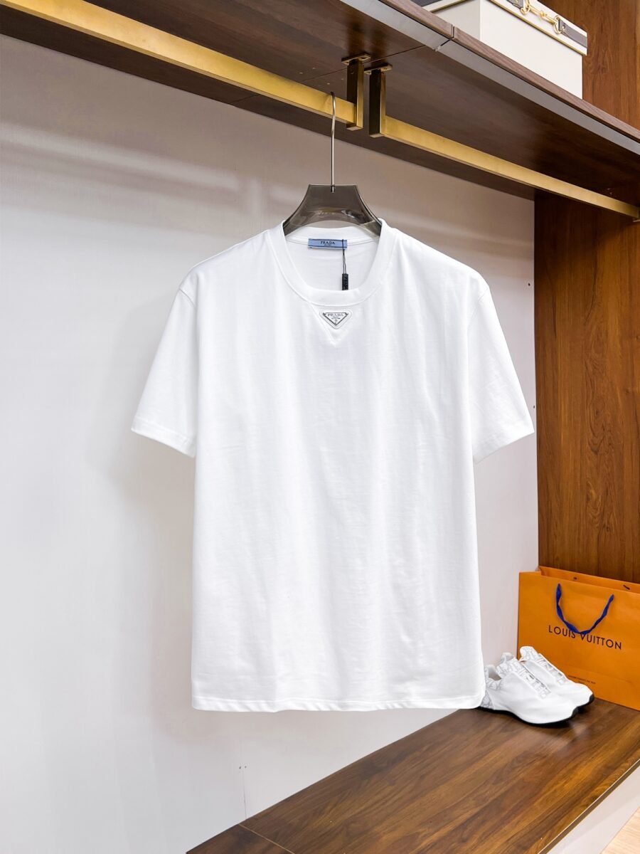 Prada ~ Official counter synchronous update ~ The NEW high-style short-sleeved T-shirt 🔥🔥 Heavy launch thickened 300g high density/小玲 - Image 4