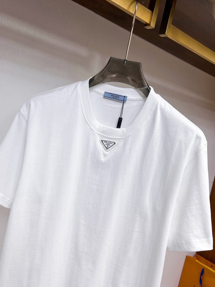 Prada ~ Official counter synchronous update ~ The NEW high-style short-sleeved T-shirt 🔥🔥 Heavy launch thickened 300g high density/小玲 - Image 5