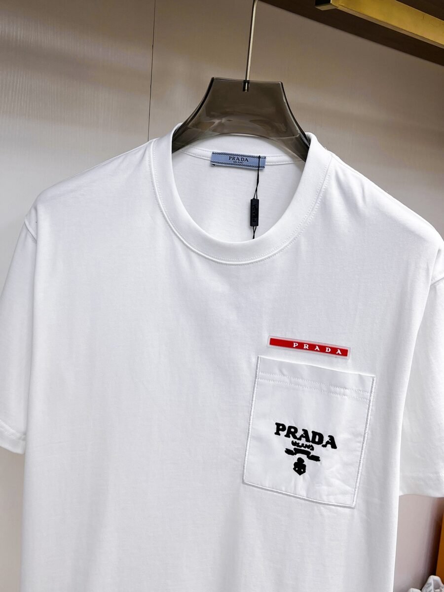 Prada ~ Official counter synchronous update ~ The NEW high-style short-sleeved T-shirt 🔥🔥 Heavy launch thickened 300g high density/小玲 - Image 5