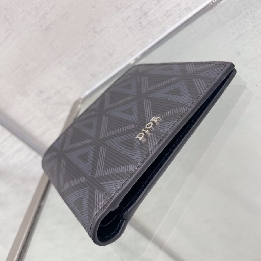 Dior calfskin canvas print diamond lime card bag short purse - Image 8