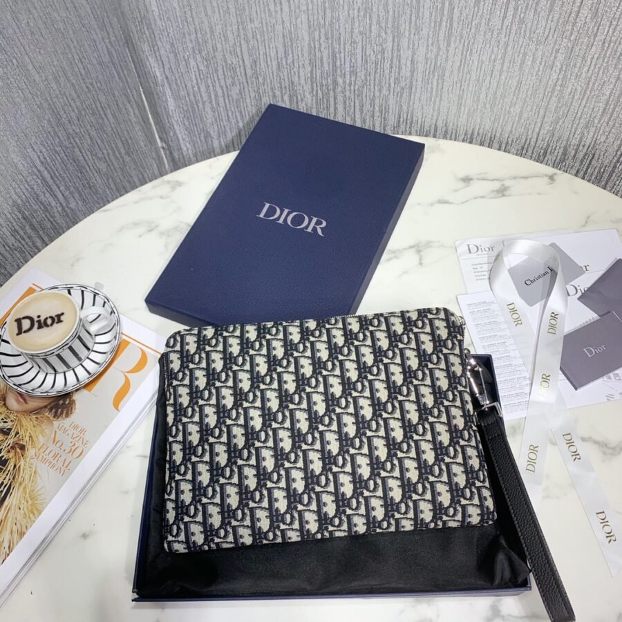Dior canvas twill jacquard multi-functional stand collar clutch bag - Image 9
